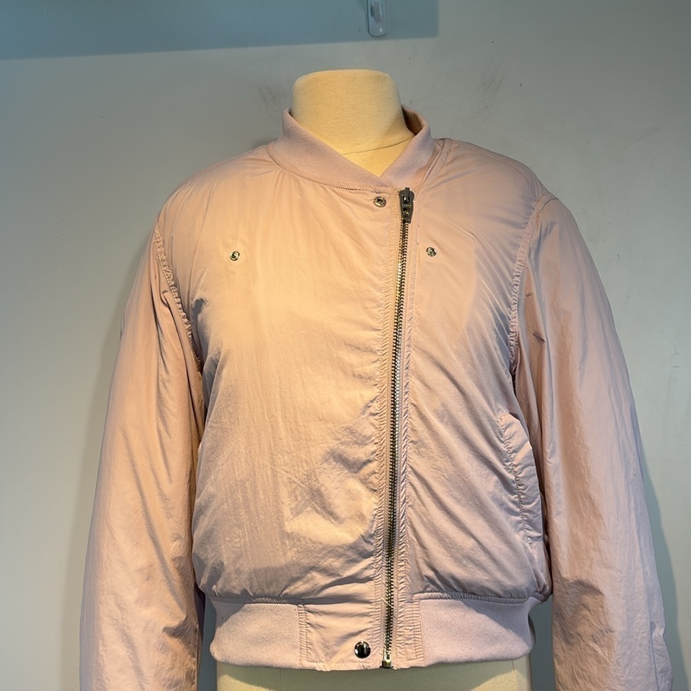 NWT Blank NYC lavender/lilac nylon asymmetrical zip bomber jacket size medium